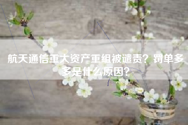 航天通信重大资产重组被谴责？罚单多多是什么原因？