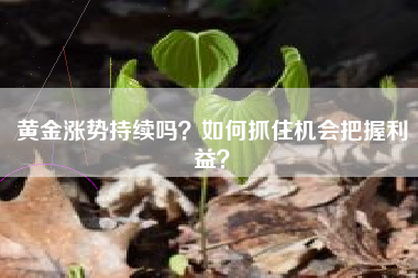 黄金涨势持续吗？如何抓住机会把握利益？