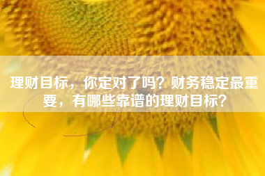 理财目标，你定对了吗？财务稳定最重要，有哪些靠谱的理财目标？