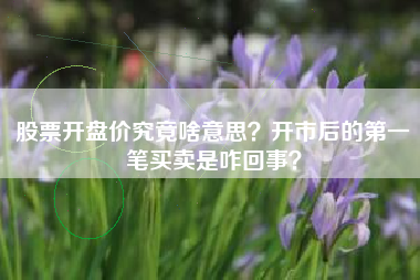 股票开盘价究竟啥意思？开市后的第一笔买卖是咋回事？