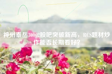 神州泰岳30002股吧突破新高，RCS题材炒作能否长期看好？