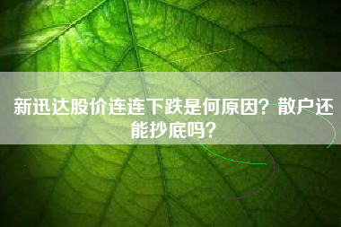 新迅达股价连连下跌是何原因？散户还能抄底吗？