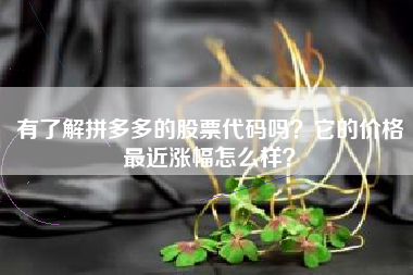 有了解拼多多的股票代码吗？它的价格最近涨幅怎么样？