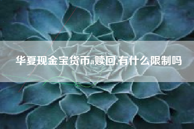 华夏现金宝货币a赎回,有什么限制吗