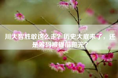 川大智胜敢这么走？历史大底来了，还是筹码被提前抛光？