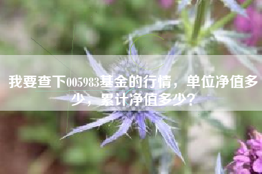 我要查下005983基金的行情，单位净值多少，累计净值多少？