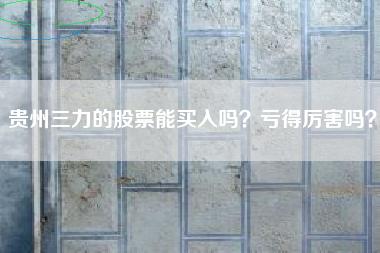 贵州三力的股票能买入吗？亏得厉害吗？