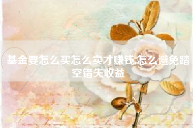 基金要怎么买怎么卖才赚钱,怎么避免踏空错失收益