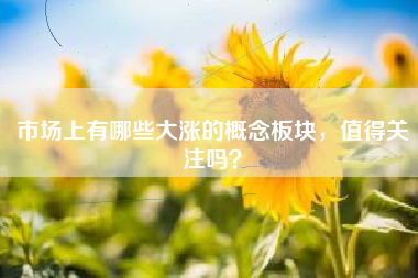 市场上有哪些大涨的概念板块，值得关注吗？