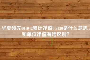 华夏领先001042累计净值0.5130是什么意思，和单位净值有啥区别？
