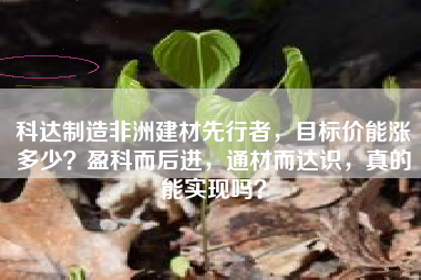 科达制造非洲建材先行者，目标价能涨多少？盈科而后进，通材而达识，真的能实现吗？