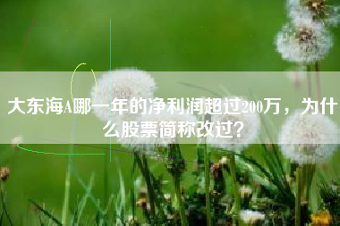 大东海A哪一年的净利润超过200万，为什么股票简称改过？