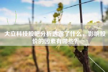 大立科技股吧分析透露了什么，影响股价的因素有哪些？
