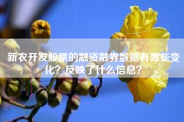 新农开发股票的融资融券数据有哪些变化？反映了什么信息？