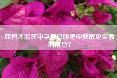 如何才能在中孚信息股吧中获取更全面的信息？