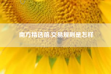南方精选前,交易规则是怎样