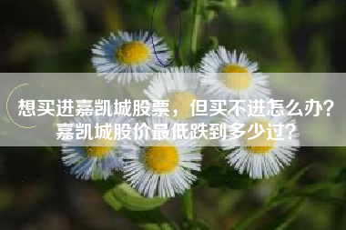 想买进嘉凯城股票，但买不进怎么办？嘉凯城股价最低跌到多少过？