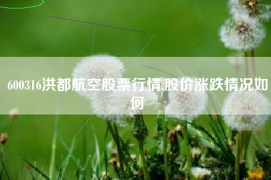 600316洪都航空股票行情,股价涨跌情况如何