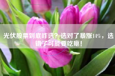 光伏股票到底咋选？选对了暴涨14%，选错了可能要吃瘪！