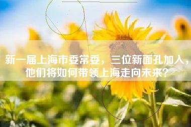 新一届上海市委常委，三位新面孔加入，他们将如何带领上海走向未来？