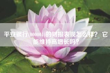 平安银行(000001)的财报表现怎么样？ 它能维持高增长吗？