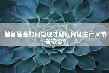 储备基金如何管理才能既保证生产又节省资金？