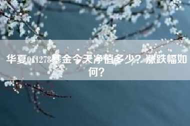 华夏011278基金今天净值多少？涨跌幅如何？