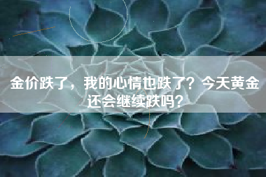 金价跌了，我的心情也跌了？今天黄金还会继续跌吗？
