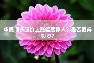 华菱钢铁股价上涨幅度惊人？是否值得投资？