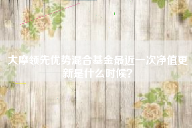 大摩领先优势混合基金最近一次净值更新是什么时候？