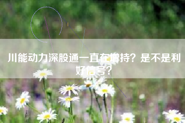 川能动力深股通一直在增持？是不是利好信号？