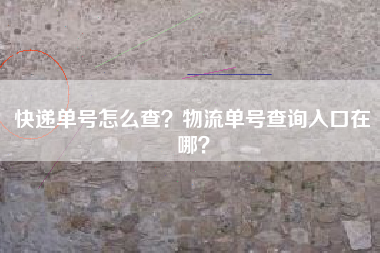 快递单号怎么查？物流单号查询入口在哪？