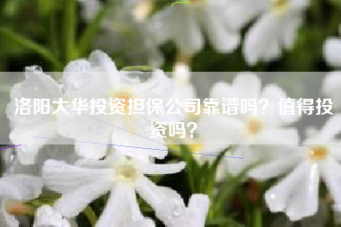 洛阳大华投资担保公司靠谱吗？值得投资吗？