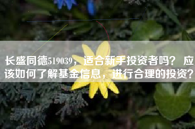 长盛同德519039，适合新手投资者吗？ 应该如何了解基金信息，进行合理的投资？